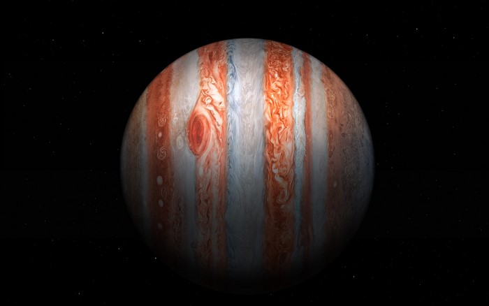 Jupiter in space with stars