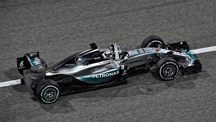Lewis Hamilton driving Mercedes F1 car