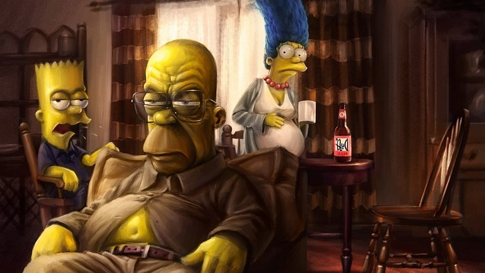 Breaking Bad Meets The Simpsons Realistic Artwork