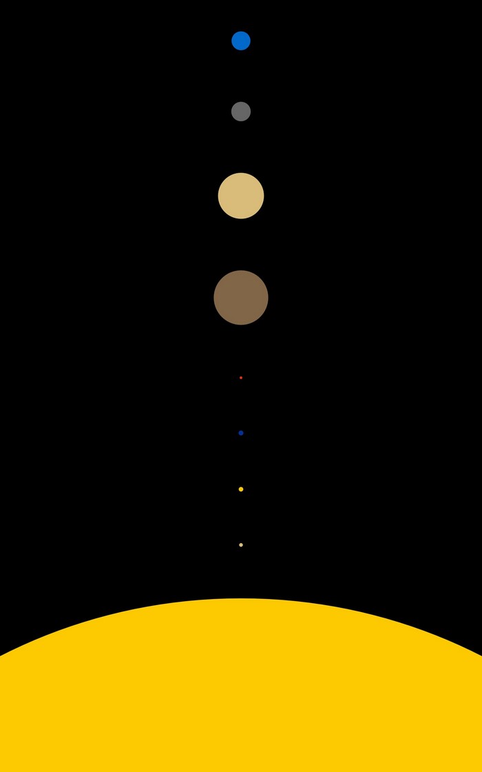 Minimalist solar system planets in portrait