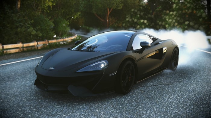 McLaren 570S drifting on a road