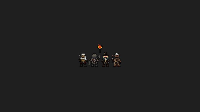 Pixel art characters from Darkest Dungeon