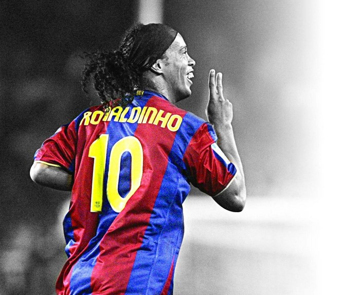 Ronaldinho wearing Barcelona jersey number 10