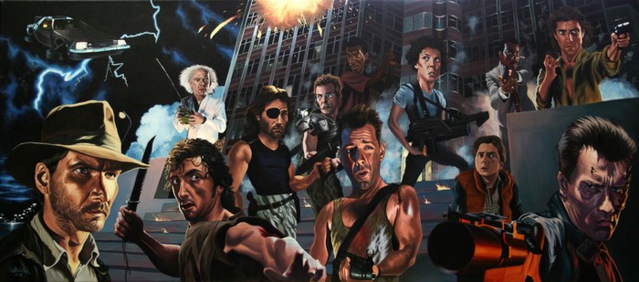 Movie Characters: Indiana Jones, Rambo, Terminator, Alien, Back to the Future, Die Hard, Escape from New York