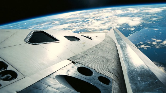Spacecraft flying over Earth from Interstellar movie