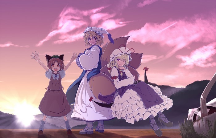 Chen, Ran, and Yukari Yakumo from Touhou Project