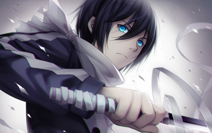 Yato from Noragami holding a sword