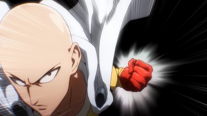 Saitama from One-Punch Man punching