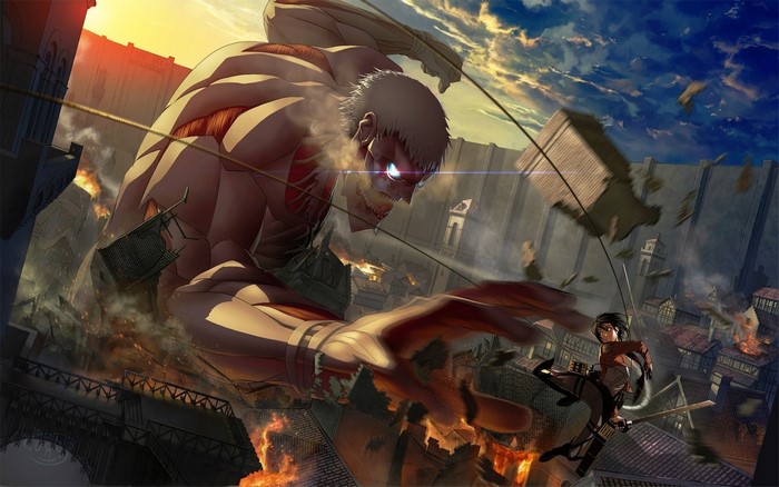 Armored Titan and Mikasa Ackerman from Attack on Titan