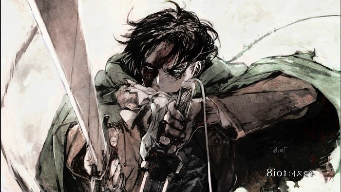 Levi Ackerman from Attack on Titan with swords