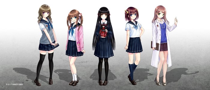 Original characters in anime school uniforms