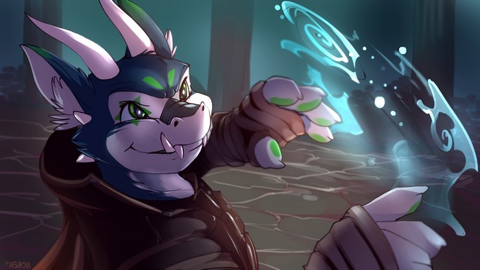Anthro Character Casting Mystical Spell