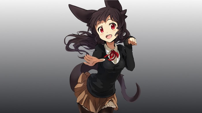 Anime girl with animal ears and tail