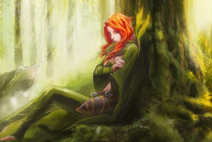 Windranger from Dota 2 in a forest