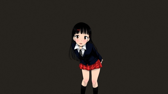 Anime girl with black hair and school uniform