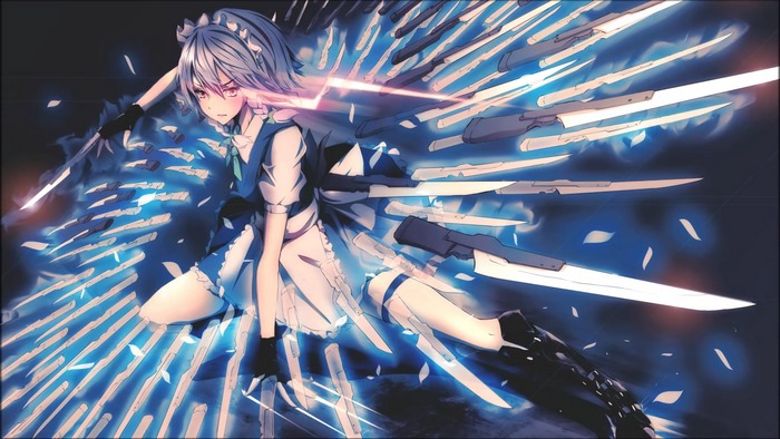Izayoi Sakuya from Touhou Project with knives