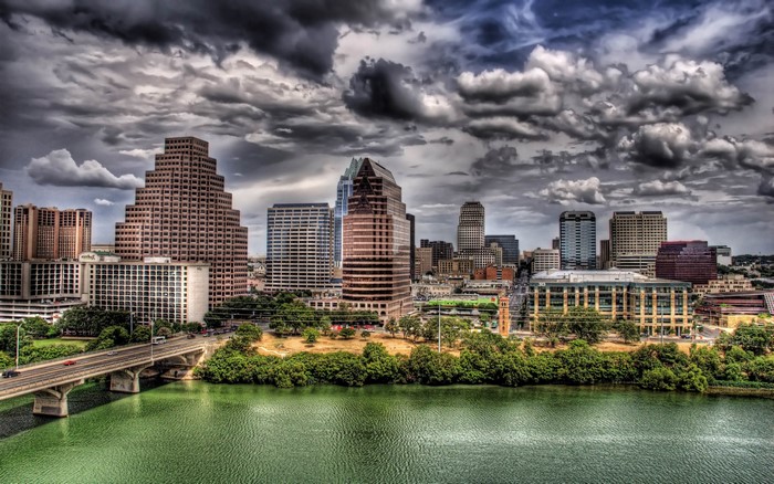 Austin Texas Cityscape with River and Bridge