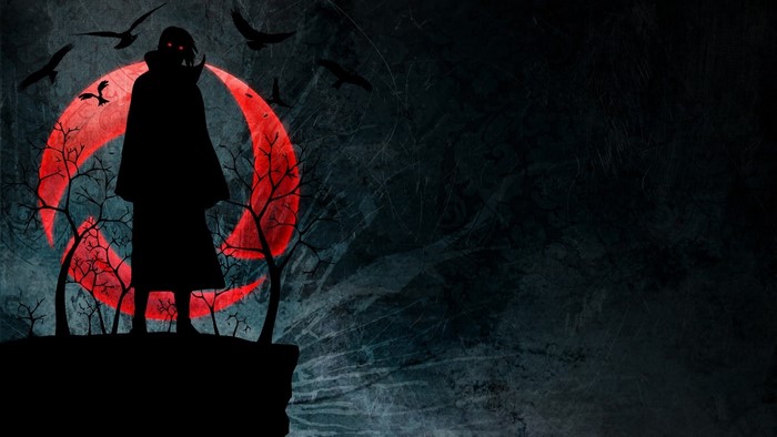 Itachi Uchiha from Naruto Shippuden with Sharingan and Ravens