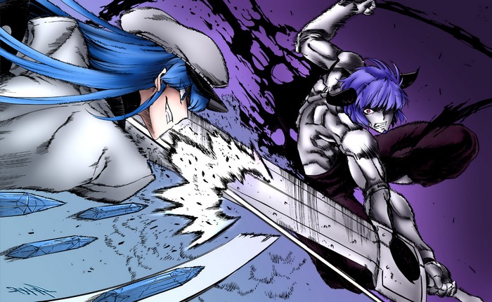 Esdeath and Budo from Akame ga Kill clashing swords