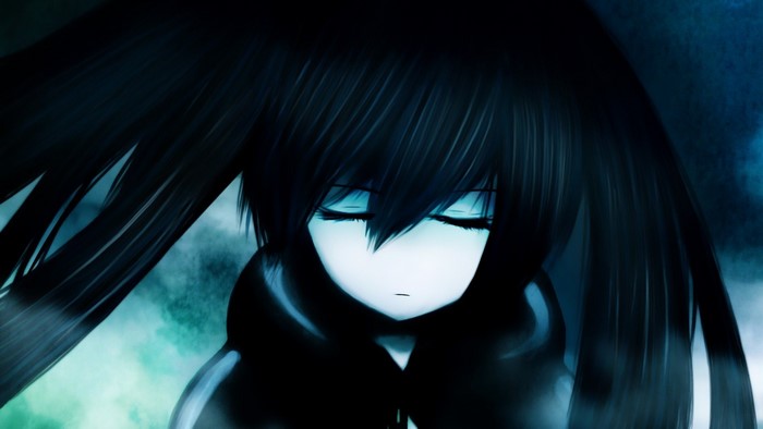 Black Rock Shooter anime girl with closed eyes