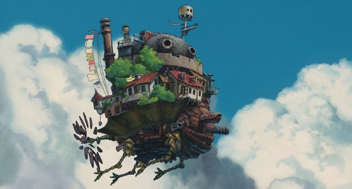 Howl's Moving Castle flying in the sky