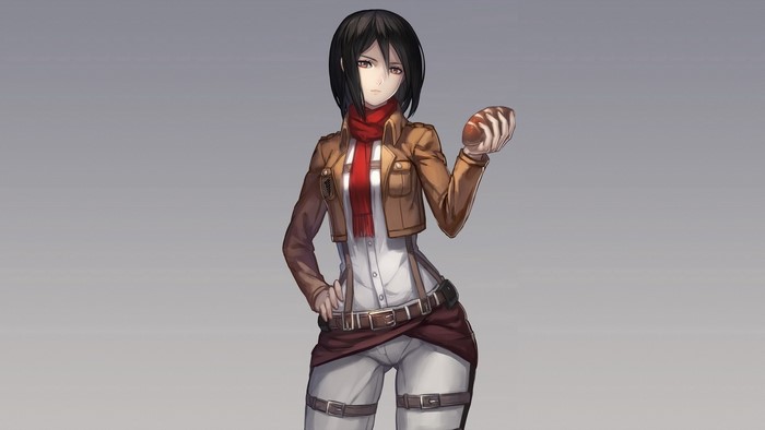 Mikasa Ackerman from Shingeki no Kyojin holding bread