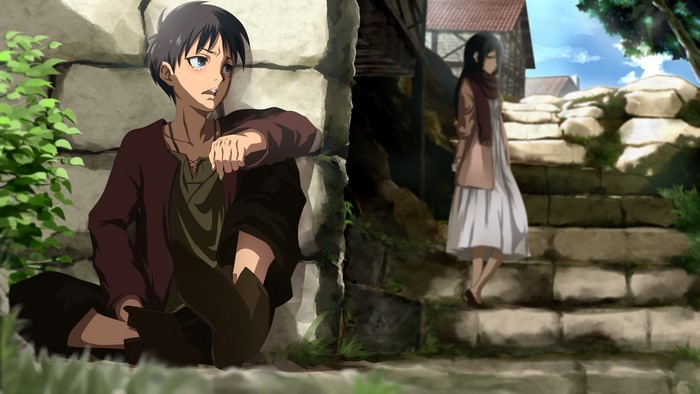 Eren Yeager and Mikasa Ackerman from Attack on Titan