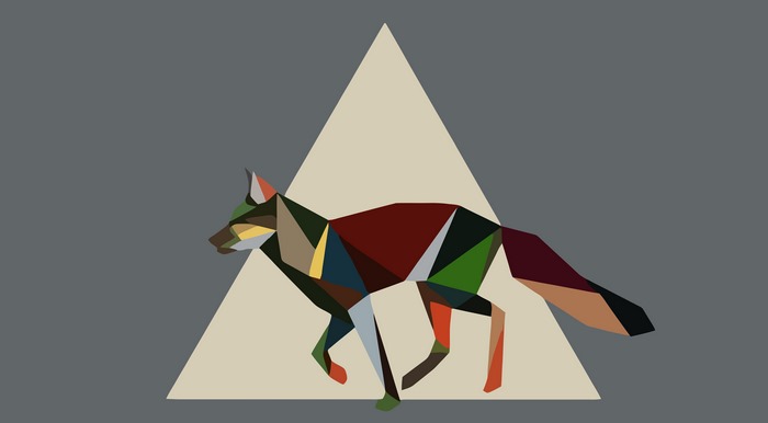 Geometric fox in front of a triangle