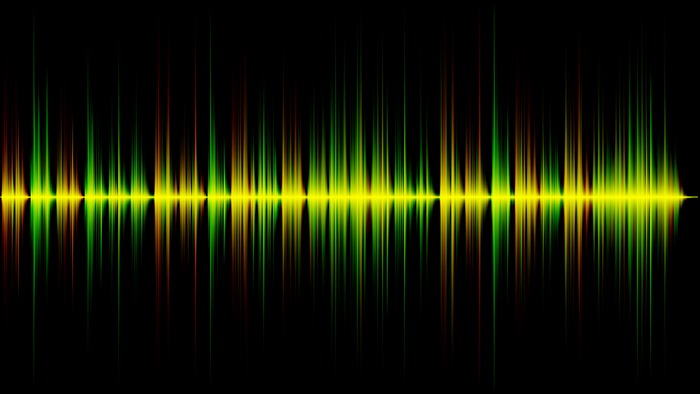 Digital art of a sound wave with mirrored symmetry
