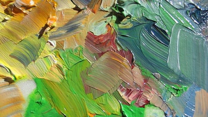 Abstract oil painting with thick impasto texture