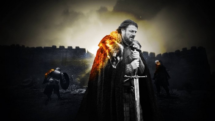 Ned Stark from Game of Thrones on a battlefield