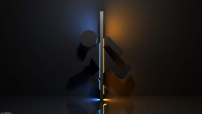 Portal 2 logo with blue and orange portals