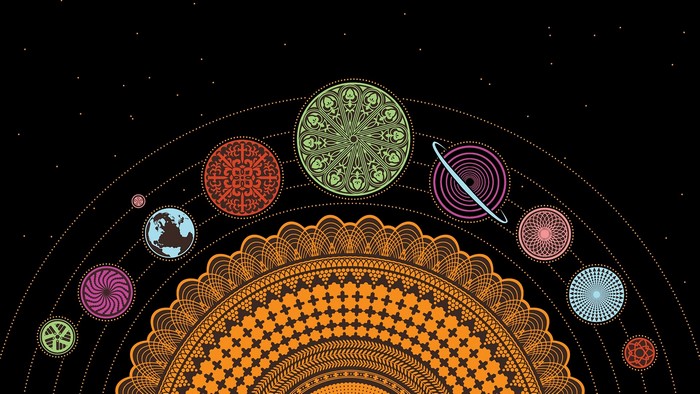 Stylized Solar System with Ornate Planets