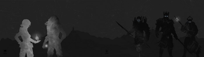 Silhouettes of characters from The Witcher 3: Wild Hunt