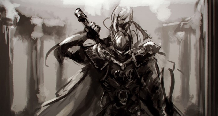 Knight in ornate armor with a sword