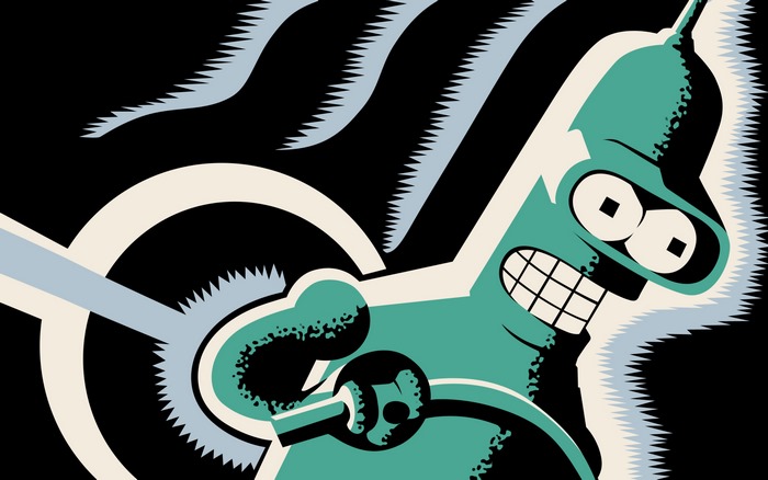 Bender from Futurama firing a laser