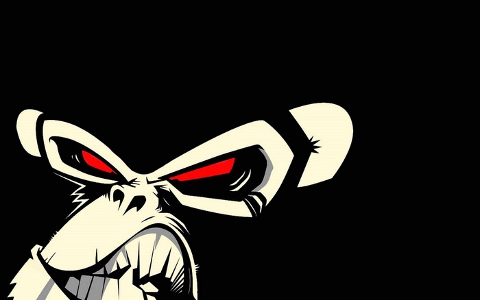 Angry monkey with red eyes