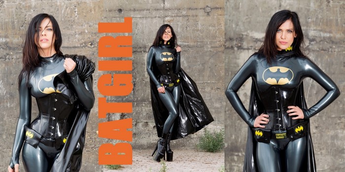 Batgirl latex costume Alexandra Corneille