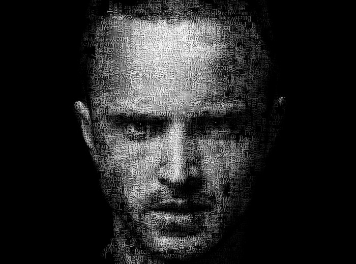 Aaron Paul as Jesse Pinkman from Breaking Bad typographic portrait