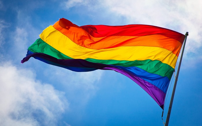 Rainbow Pride Flag Waving in the Sky