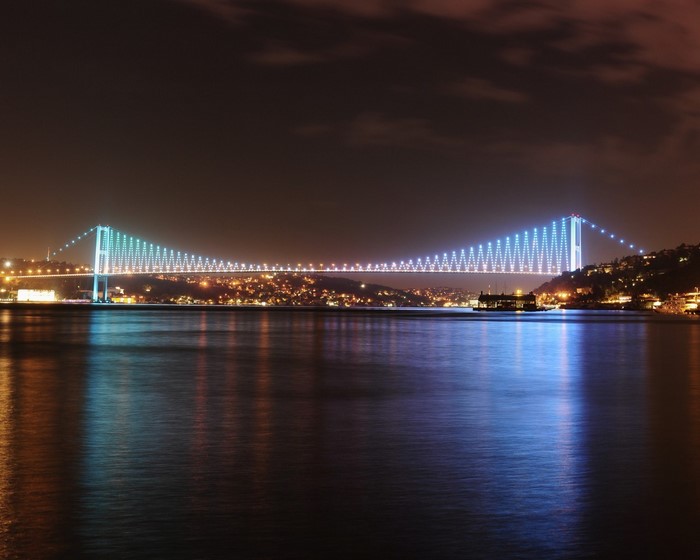 Bosphorus Bridge at night, Istanbul, Turkey