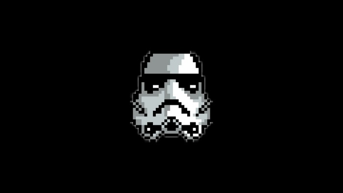 Pixel art Stormtrooper helmet from Star Wars