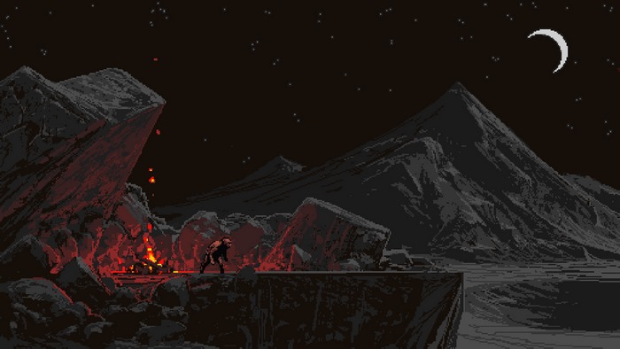 The Sin of Man Pixel Art Landscape at Night