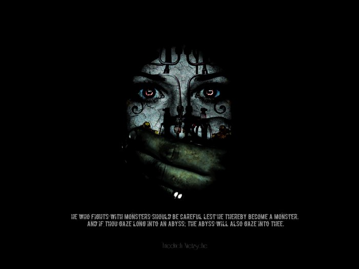 Friedrich Nietzsche quote about monsters and abyss