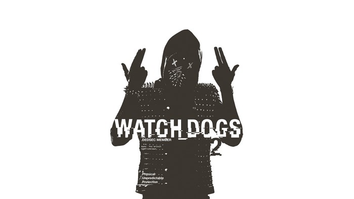 Watch Dogs 2 character with "WATCH DOGS" text