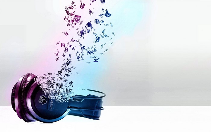 Headphones with abstract musical notes