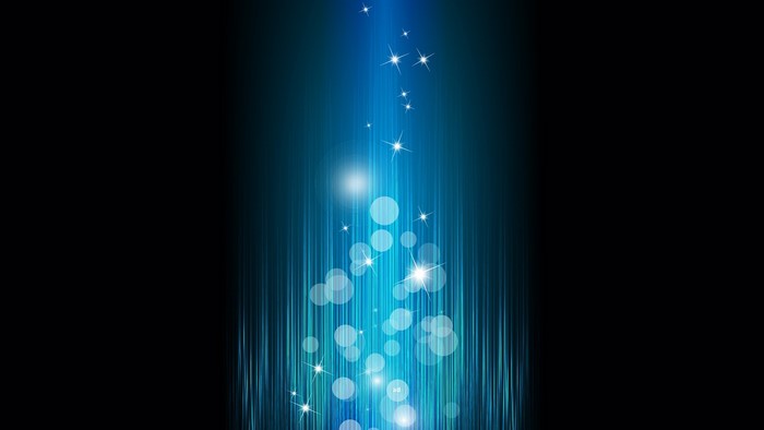 Abstract blue light streaks with stars and bokeh