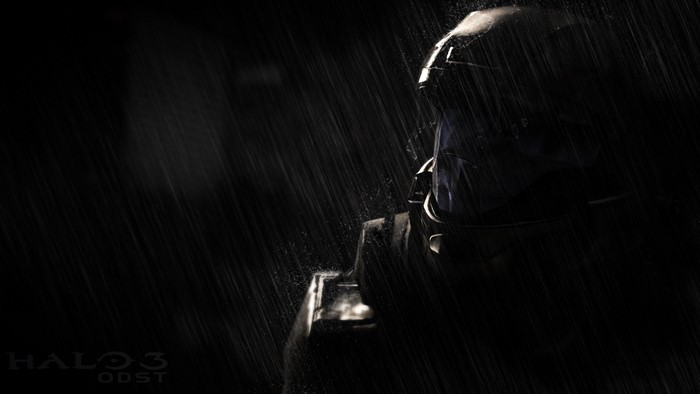 Halo 3 ODST character in the rain