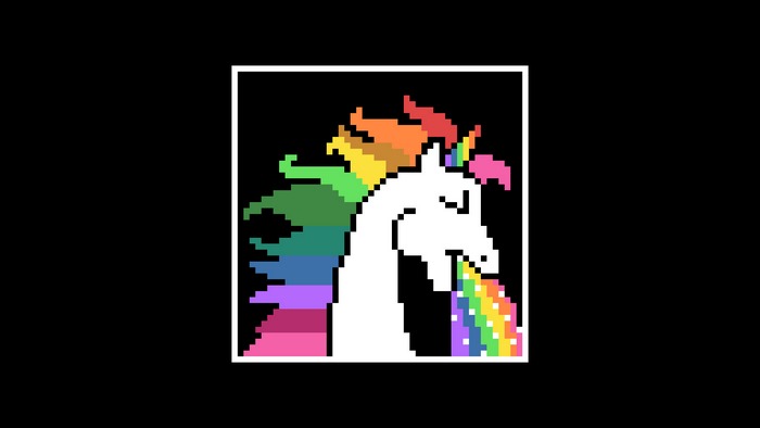 Pixel art unicorn vomiting rainbow