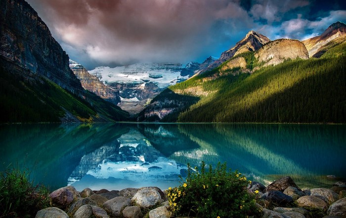 Lake Louise Alberta Canada Mountains and Lake Reflection